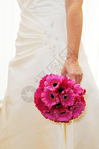 领着粉红色花束的新娘背景图片