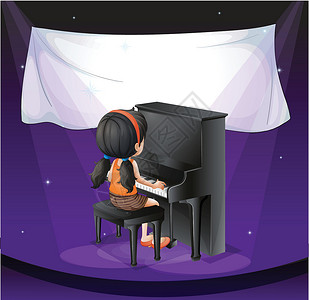 那个女孩配图一个空的横幅 靠近那个女孩玩钢琴的女孩设计图片