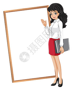 四边形一个女人在空白板前插画