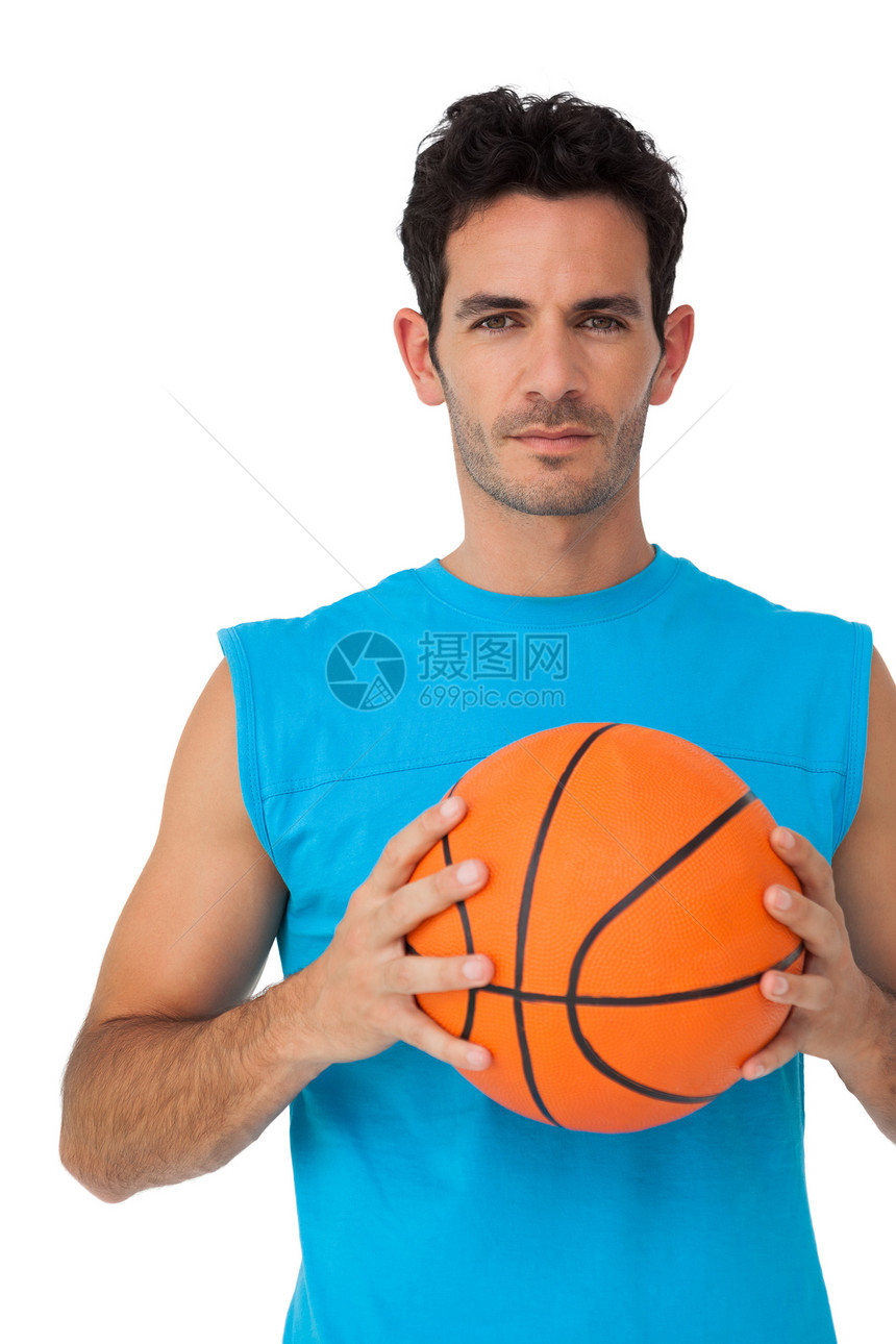 球篮球运动员的肖像男人蓝色播放器男性行动肌肉运动服运动训练游戏图片