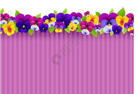 三色堇花期带多色纸杯的背景背景插画