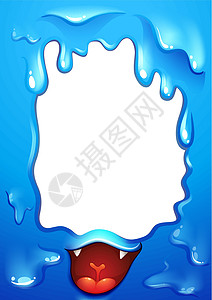 蓝色边界设计 用怪物的舌头创造力菜单小动物广告斑点艺术家牙齿卡通片利润艺术背景图片