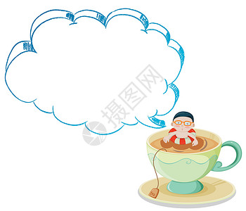 茶剪贴画和男孩游泳的大杯大杯设计图片