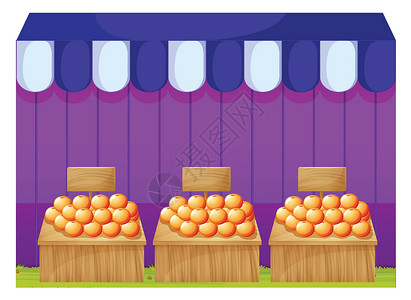 水果木箱带有空路标的水果站设计图片