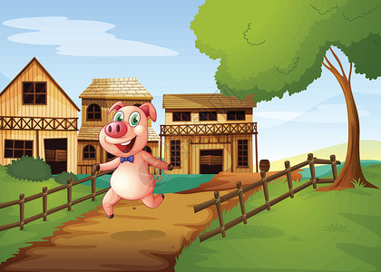 开心农场体验券跑得开心的猪插画
