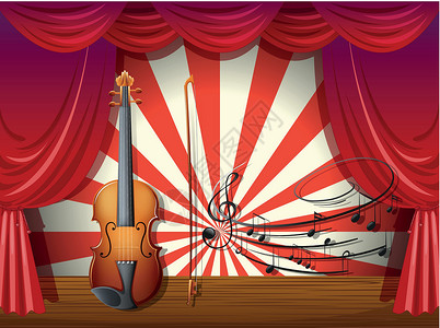 弦乐器小提琴和舞台乐音小提琴设计图片