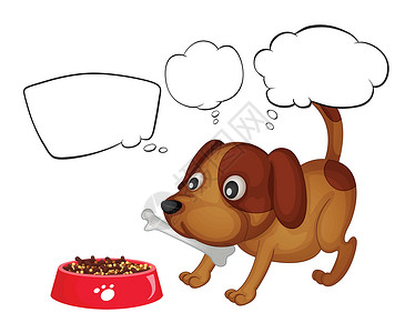 一只小狗吃他的食物背景图片