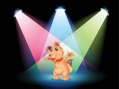舞台中央有条红领的狗背景图片