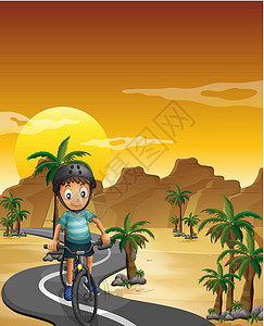 骑着玉兔的男孩一个男孩骑着自行车旅行设计图片