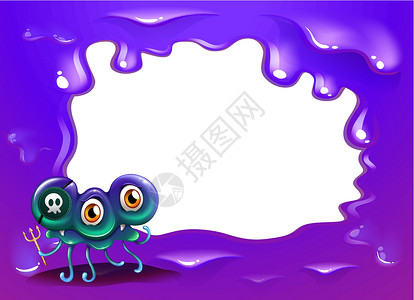 斑点叉尾鮰紫色边界模板和一个三眼怪物的紫色边界模板设计图片