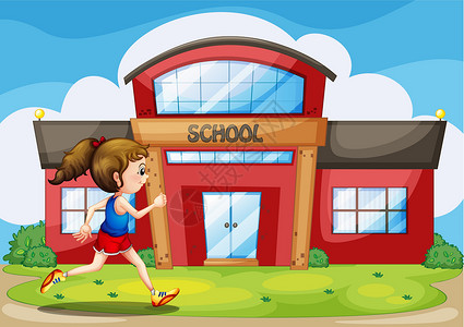 一个女孩在学校大楼前面的女生背景图片