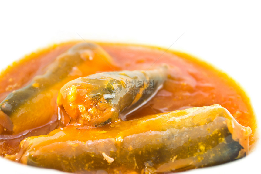 番茄酱罐头鱼海鲜美食白色午餐罐头红色营养食物罐装图片