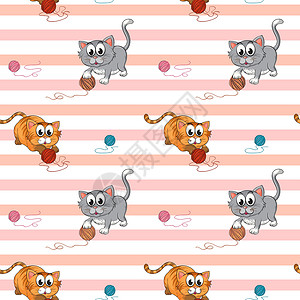 玩毛线球猫无缝设计 猫猫玩设计图片