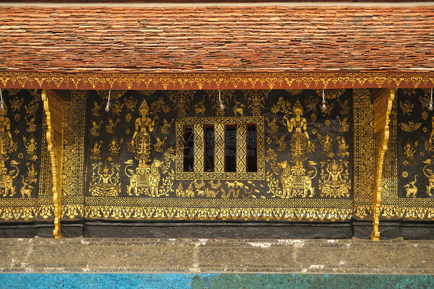 琅勃拉邦场所细节建筑物扫管地标寺庙宗教地点旅行金子图片