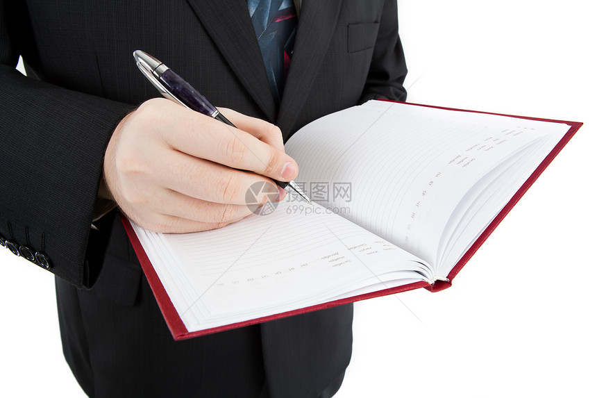男人正在准备写作商业白色工作手指桌子笔记本作品图片