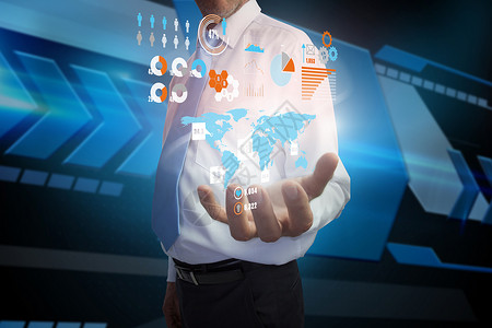 商务介绍人界面Name衬衫科技商业男性数字未来派人士计算机绘图蓝色背景图片
