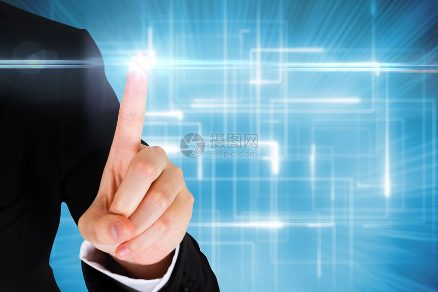 指向光线计算机蓝色商业人士技术手指商务未来派绘图互动图片