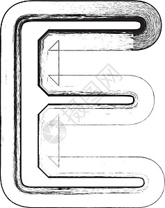 砰的一声垃圾字体 字母 E邮票绘画打印艺术品刻字痕迹剪贴簿素描艺术边缘设计图片