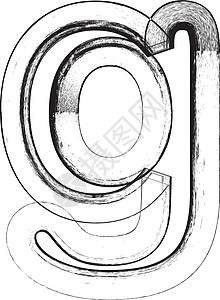 黑白有字素材Grunge字体 字母g素描边缘邮票小写创造力剪贴簿插图艺术品设计师绘画设计图片