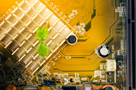 电子化小工厂活力力量生态植物环境技术绿色电子背景图片