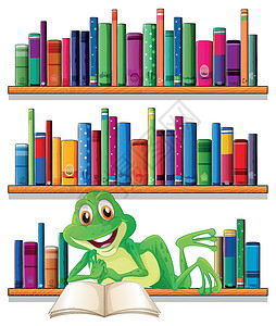 笑着看书的青蛙图片