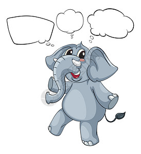 思考的大象灰象的空虚想法插画