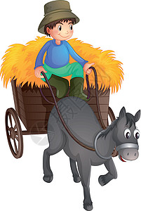 野鸡用干草筑巢一个骑马的男人插画