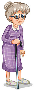 带奶奶鞋素材一个带拐杖的老女人设计图片