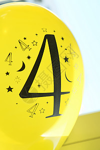 四号气球印刷庆典星星生日幸福月亮黑色黄色背景图片
