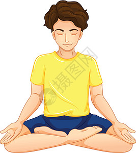 瑜伽特写做瑜伽的人男生眼睛运动白色想像力剪贴锻炼膝盖男性青少年插画