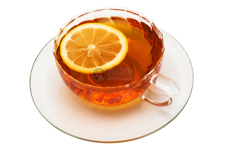 带茶的玻璃杯水平液体食物水果杯子玻璃白色饮料黄色棕色图片