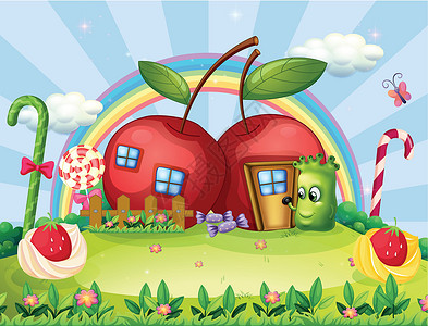 黄蜂吮吸糖的苹果一个去苹果屋的怪兽设计图片