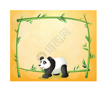 一只熊猫和空绿框高清图片
