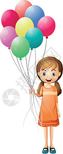 拿着气球的女孩简笔画一个女孩拿着八个彩色气球设计图片