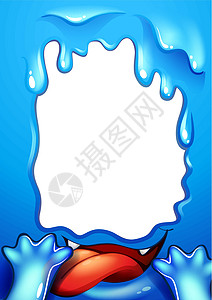 味蕾蓝色边界设计 用怪物的舌头创造力生物外星人卡通片獠牙艺术家艺术框架线条利润插画