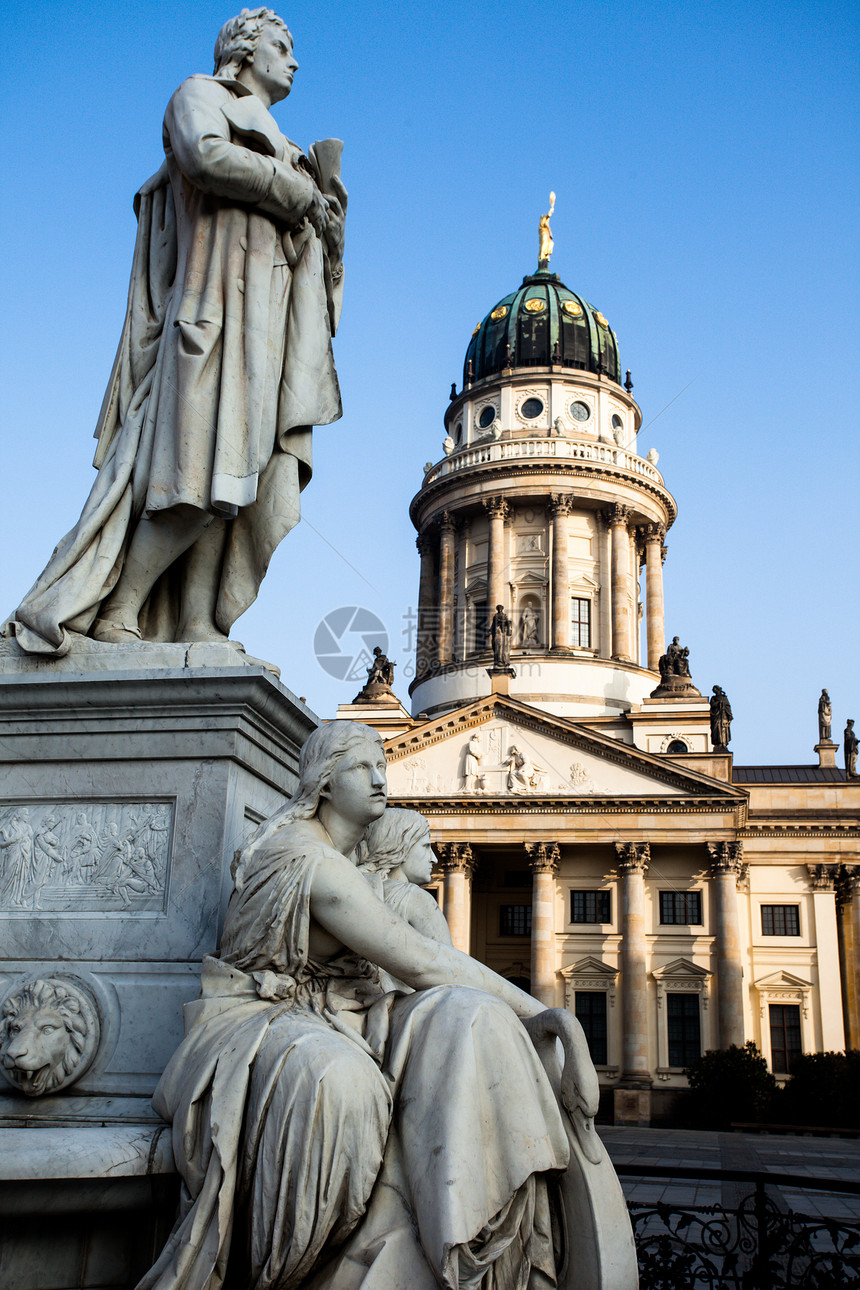 德国柏林的宪兵 德国大教堂和Konzerthaus旅行街道建筑学纪念碑景观吸引力游客城市天空旅游图片