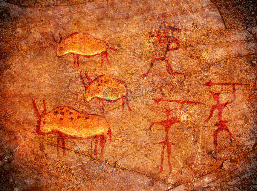 无标题男人考古学弓箭手石头历史动物石器时代艺术绘画考古图片
