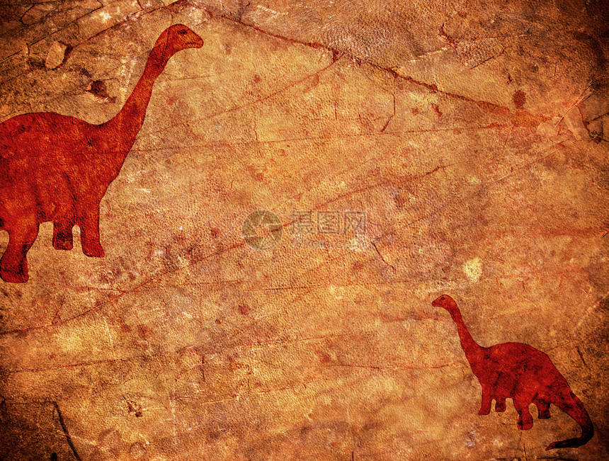 恐龙和复制空间的史前背景插图岩画灭绝爬虫洞穴化石动物历史绘画艺术图片
