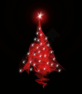 黑色背景上的红圣诞节树背景图片
