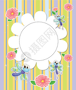 鲜花和蝴蝶文具样板背景图片