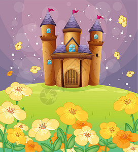 玻璃田田地上美丽的城堡插画