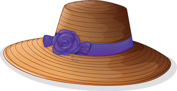 棕色丝带棕色帽子和紫花彩带设计图片