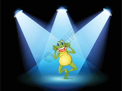 舞台中间的青蛙微笑着背景图片