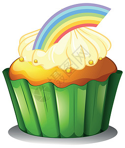 绿色盒子蛋糕彩虹纸杯蛋糕绘画白色紫色派对剪贴绿色蛋糕蓝色靛青食物插画