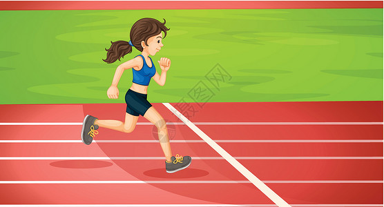 三道堰一位女跑着跑的女士插画