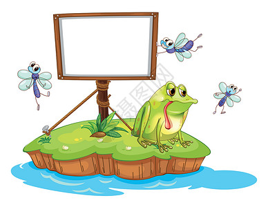 超小空白素材悲伤的青蛙和白白空白板插画