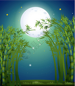明月光下一片竹林设计图片
