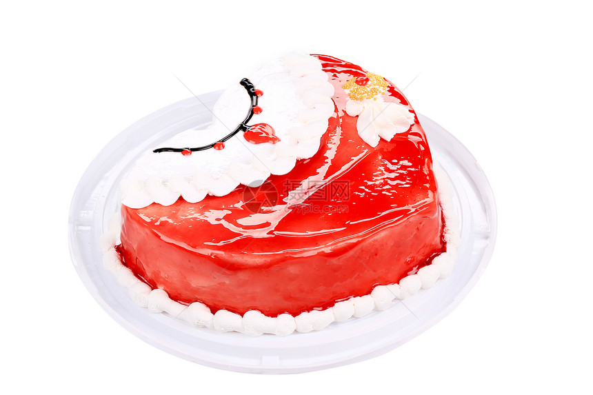 红层蛋糕甜点盘子磨砂水果烘烤生日庆典酱料美食食物图片