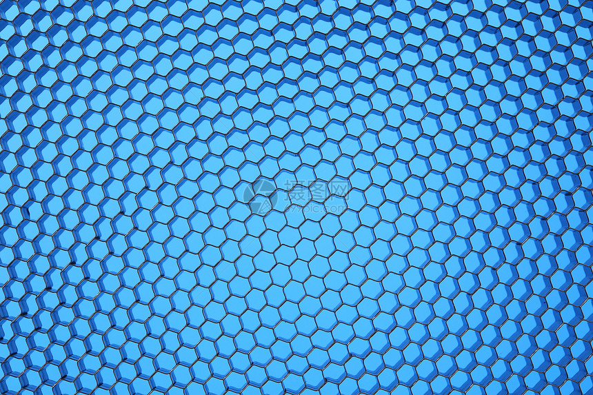 蓝色背景的六角形网格图片