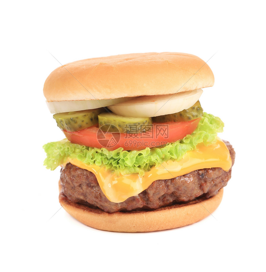 大美味汉堡包午餐蔬菜饮食食物宏观牛肉包子面包美食营养图片